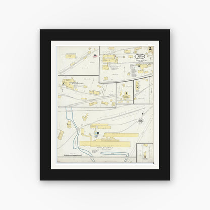 Old map wall art mockup — black gallery frame with white mat — Sanborn Fire Insurance Map from Elkland, Tioga County, Pennsylvania (1897), Sheet #0002