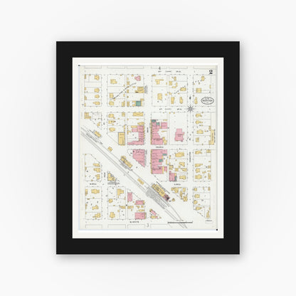 Old map wall art mockup — black gallery frame with white mat — Sanborn Fire Insurance Map from Marissa, Saint Clair County, Illinois (1906), Sheet #0002