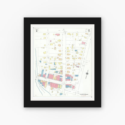 Old map wall art mockup — black gallery frame with white mat — Sanborn Fire Insurance Map from Utica, Macomb County, Michigan (1941), Sheet #0002