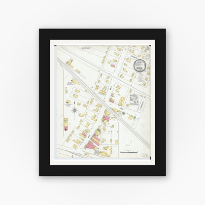 Old map wall art mockup — black gallery frame with white mat — Sanborn Fire Insurance Map from Creston, Wayne County, Ohio (1900) - Complete Map Set