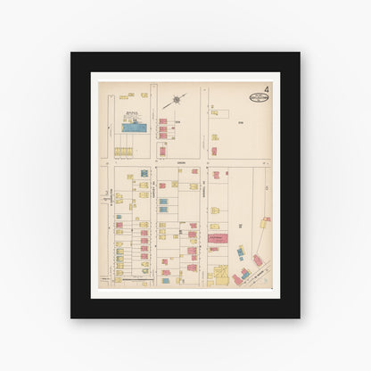 Old map wall art mockup — black gallery frame with white mat — Sanborn Fire Insurance Map from Doylestown, Bucks County, Pennsylvania (1922), Sheet #0004