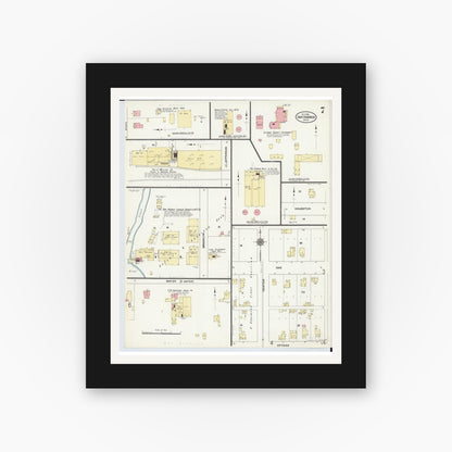 Old map wall art mockup — black gallery frame with white mat — Sanborn Fire Insurance Map from Oak Harbor, Ottawa County, Ohio (1910), Sheet #0007
