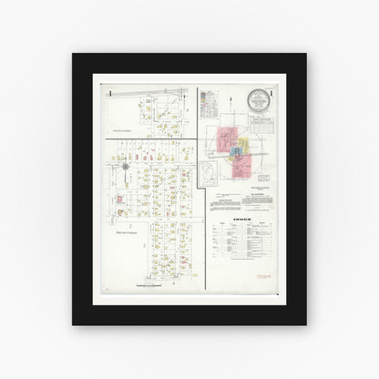 Old map wall art mockup — black gallery frame with white mat — Sanborn Fire Insurance Map from Davison, Genesee County, Michigan (1939) - Complete Map Set