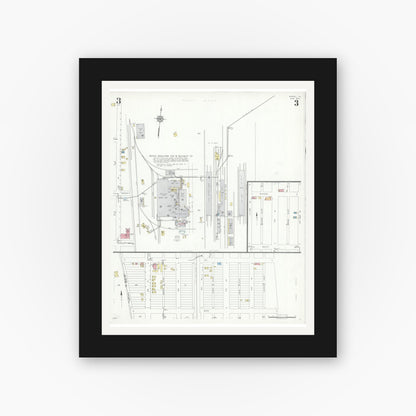 Old map wall art mockup — black gallery frame with white mat — Sanborn Fire Insurance Map from Koppel, Beaver County, Pennsylvania (1934), Sheet #0003