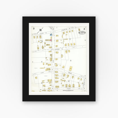 Old map wall art mockup — black gallery frame with white mat — Sanborn Fire Insurance Map from Williamstown, Gloucester County, New Jersey (1923), Sheet #0003