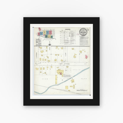 Old map wall art mockup — black gallery frame with white mat — Sanborn Fire Insurance Map from Medina, Medina County, Ohio (1911) - Complete Map Set