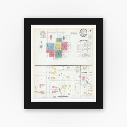 Old map wall art mockup — black gallery frame with white mat — Sanborn Fire Insurance Map from Winchester, Scott County, Illinois (1900) - Complete Map Set