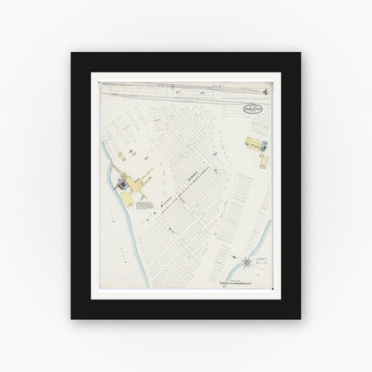 Old map wall art mockup — black gallery frame with white mat — Sanborn Fire Insurance Map from Onalaska, La Crosse County, Wisconsin (1894), Sheet #0004