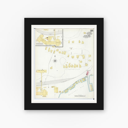 Old map wall art mockup — black gallery frame with white mat — Sanborn Fire Insurance Map from Holland, Ottawa County, Michigan (1908), Sheet #0028