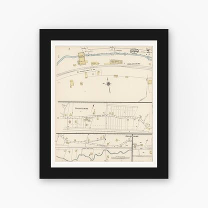 Old map wall art mockup — black gallery frame with white mat — Sanborn Fire Insurance Map from Coeburn, Wise County, Virginia (1922), Sheet #0007