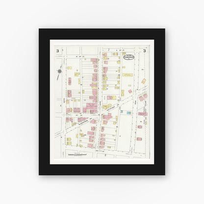 Old map wall art mockup — black gallery frame with white mat — Sanborn Fire Insurance Map from Pennsburg, Montgomery County, Pennsylvania (1924), Sheet #0003