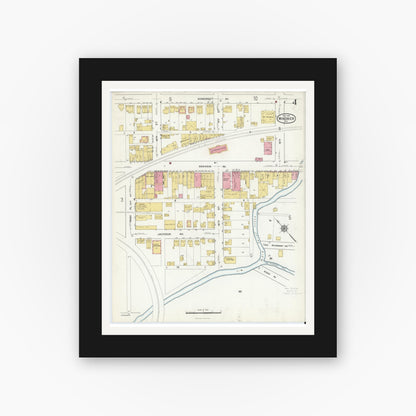 Old map wall art mockup — black gallery frame with white mat — Sanborn Fire Insurance Map from Windber, Somerset County, Pennsylvania (1916), Sheet #0004