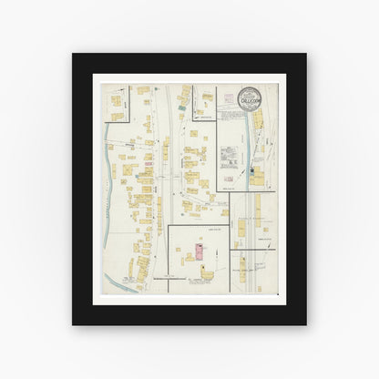 Old map wall art mockup — black gallery frame with white mat — Sanborn Fire Insurance Map from Callicoon, Sullivan County, New York (1908), Sheet #0001