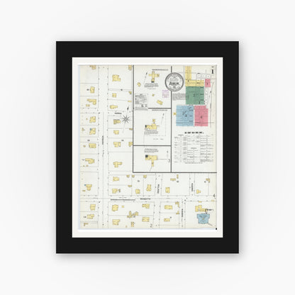 Old map wall art mockup — black gallery frame with white mat — Sanborn Fire Insurance Map from Dublin, Erath County, Texas (1902) - Complete Map Set