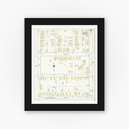 Old map wall art mockup — black gallery frame with white mat — Sanborn Fire Insurance Map from Olean, Cattaraugus County, New York (1909), Sheet #0017