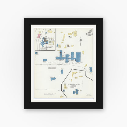 Old map wall art mockup — black gallery frame with white mat — Sanborn Fire Insurance Map from Faribault, Rice County, Minnesota (1921), Sheet #0027