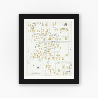 Old map wall art mockup — black gallery frame with white mat — Sanborn Fire Insurance Map from Hyde Park, Norfolk County, Massachusetts (1905), Sheet #0013