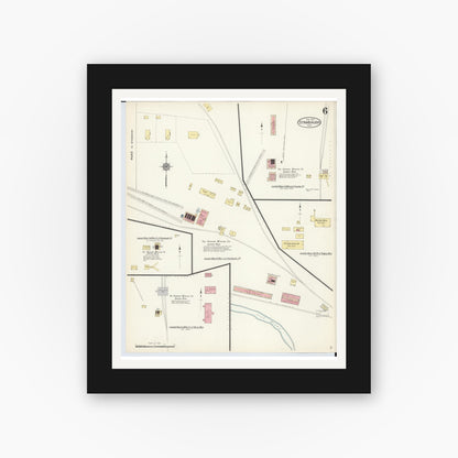 Old map wall art mockup — black gallery frame with white mat — Sanborn Fire Insurance Map from Stambaugh, Iron County, Michigan (1913), Sheet #0006