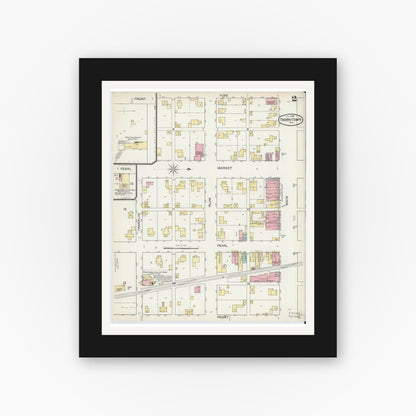 Old map wall art mockup — black gallery frame with white mat — Sanborn Fire Insurance Map from Thorntown, Boone County, Indiana (1892), Sheet #0002