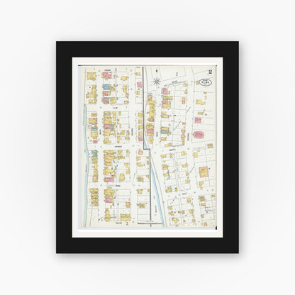 Old map wall art mockup — black gallery frame with white mat — Sanborn Fire Insurance Map from Alma, Buffalo County, Wisconsin (1900) - Complete Map Set