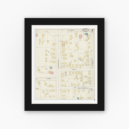 Old map wall art mockup — black gallery frame with white mat — Sanborn Fire Insurance Map from Bath, Steuben County, New York (1893) - Complete Map Set