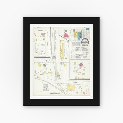 Old map wall art mockup — black gallery frame with white mat — Sanborn Fire Insurance Map from Carthage, Hancock County, Illinois (1906) - Complete Map Set