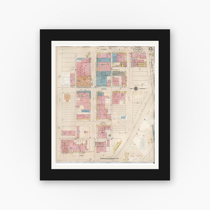 Old map wall art mockup — black gallery frame with white mat — Sanborn Fire Insurance Map from Calexico, Imperial County, California (1949), Sheet #0015