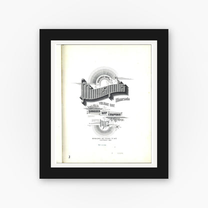 Old map wall art mockup — black gallery frame with white mat — Sanborn Fire Insurance Map from Minneapolis, Hennepin County, Minnesota (1952), Sheet #0001
