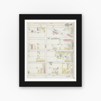 Old map wall art mockup — black gallery frame with white mat — Sanborn Fire Insurance Map from Chelsea, Suffolk County, Massachusetts (1889), Sheet #0015