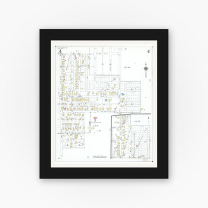 Old map wall art mockup — black gallery frame with white mat — Sanborn Fire Insurance Map from New Lexington, Perry County, Ohio (1950), Sheet #0004