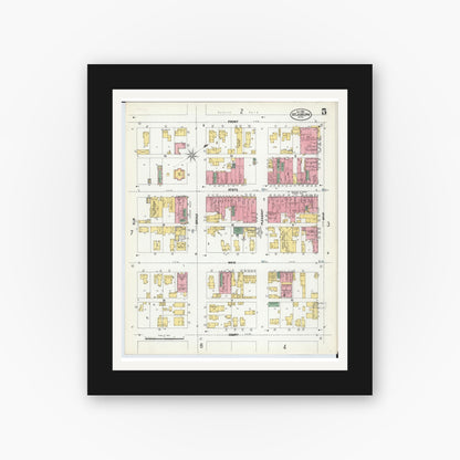 Old map wall art mockup — black gallery frame with white mat — Sanborn Fire Insurance Map from Saint Joseph, Berrien County, Michigan (1902), Sheet #0005