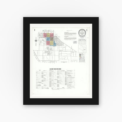 Old map wall art mockup — black gallery frame with white mat — Sanborn Fire Insurance Map from Pasadena, Harris County, Texas (1943) - Complete Map Set