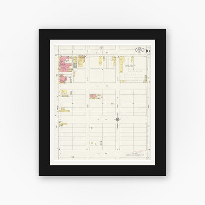 Old map wall art mockup — black gallery frame with white mat — Sanborn Fire Insurance Map from Imperial, Imperial County, California (1922), Sheet #0010