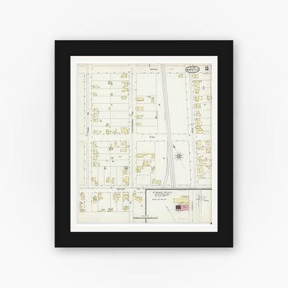 Old map wall art mockup — black gallery frame with white mat — Sanborn Fire Insurance Map from Mayfield, Lackawanna County, Pennsylvania (1896), Sheet #0002
