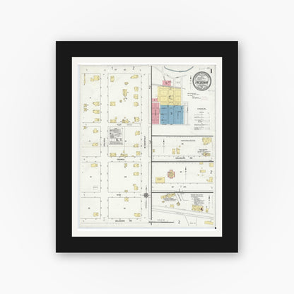 Old map wall art mockup — black gallery frame with white mat — Sanborn Fire Insurance Map from Fredonia, Mercer County, Pennsylvania (1911) - Complete Map Set