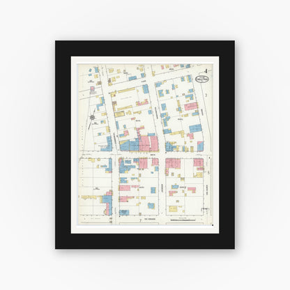 Old map wall art mockup — black gallery frame with white mat — Sanborn Fire Insurance Map from Eagle Pass, Maverick County, Texas (1916), Sheet #0004