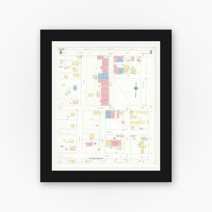 Old map wall art mockup — black gallery frame with white mat — Sanborn Fire Insurance Map from Eden, Concho County, Texas (1940), Sheet #0002