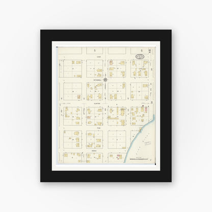 Old map wall art mockup — black gallery frame with white mat — Sanborn Fire Insurance Map from Saint Clair, Saint Clair County, Michigan (1913), Sheet #0007