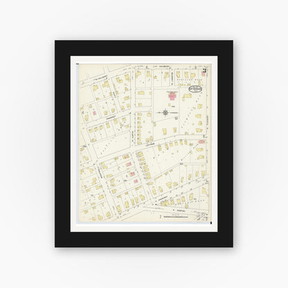 Old map wall art mockup — black gallery frame with white mat — Sanborn Fire Insurance Map from Mount Vernon, Knox County, Ohio (1913), Sheet #0003