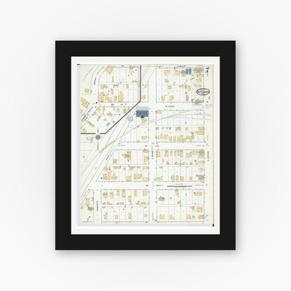 Old map wall art mockup — black gallery frame with white mat — Sanborn Fire Insurance Map from Bessemer, Gogebic County, Michigan (1917), Sheet #0007