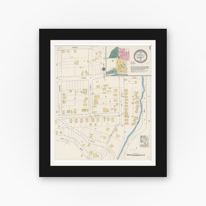 Old map wall art mockup — black gallery frame with white mat — Sanborn Fire Insurance Map from Kennett, Shasta County, California (1918) - Complete Map Set