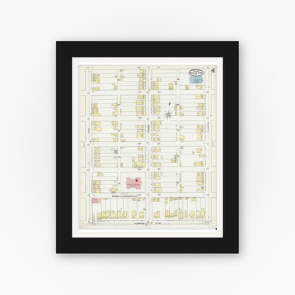 Old map wall art mockup — black gallery frame with white mat — Sanborn Fire Insurance Map from Hazleton, Luzerne County, Pennsylvania (1895), Sheet #0004
