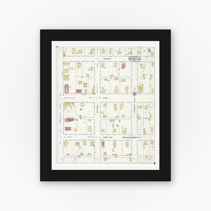 Old map wall art mockup — black gallery frame with white mat — Sanborn Fire Insurance Map from Centreville, Saint Joseph County, Michigan (1921), Sheet #0003