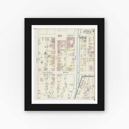 Old map wall art mockup — black gallery frame with white mat — Sanborn Fire Insurance Map from Miamisburg, Montgomery County, Ohio (1886), Sheet #0003