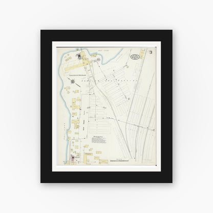 Old map wall art mockup — black gallery frame with white mat — Sanborn Fire Insurance Map from Winton, Saint Louis County, Minnesota (1914), Sheet #0003