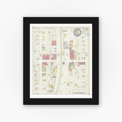 Old map wall art mockup — black gallery frame with white mat — Sanborn Fire Insurance Map from Lee's Summit, Jackson County, Missouri (1898) - Complete Map Set