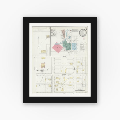 Old map wall art mockup — black gallery frame with white mat — Sanborn Fire Insurance Map from Eagle River, Vilas County, Wisconsin (1894), Sheet #0001