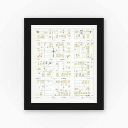 Old map wall art mockup — black gallery frame with white mat — Sanborn Fire Insurance Map from Austin, Mower County, Minnesota (1926), Sheet #0008