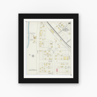 Old map wall art mockup — black gallery frame with white mat — Sanborn Fire Insurance Map from Chippewa Falls, Chippewa County, Wisconsin (1895), Sheet #0023