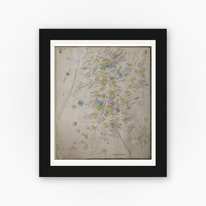 Old map wall art mockup — black gallery frame with white mat — Sanborn Fire Insurance Map from Cohasset, Norfolk County, Massachusetts (1952), Sheet #0002